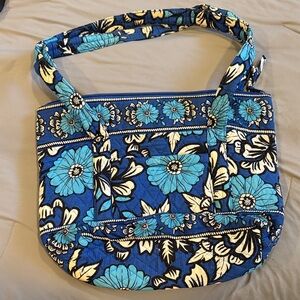 Elegant Floral Blue Shoulder Bag